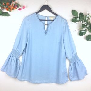 Michael Kors Blue Bell Sleeve Top